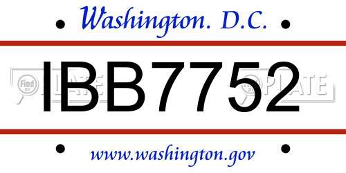 IBB7752 District Of Columbia License Plate