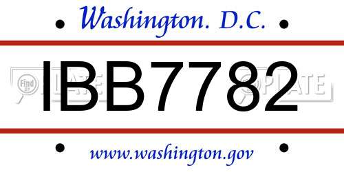 IBB7782 District Of Columbia License Plate