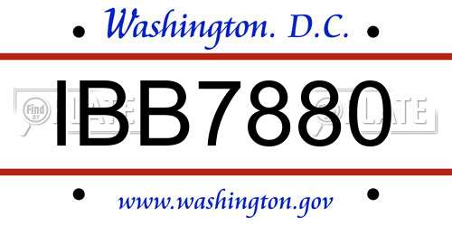 IBB7880 District Of Columbia License Plate