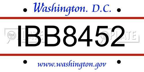 IBB8452 District Of Columbia License Plate
