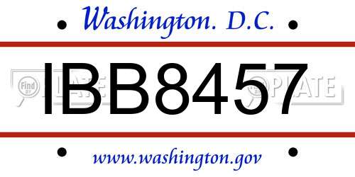 IBB8457 District Of Columbia License Plate