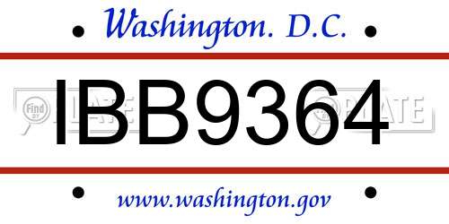 IBB9364 District Of Columbia License Plate