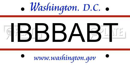IBBBABT District Of Columbia License Plate