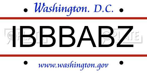 IBBBABZ District Of Columbia License Plate