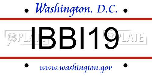 IBBI19 District Of Columbia License Plate