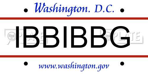 IBBIBBG District Of Columbia License Plate
