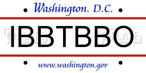 IBBTBBO District Of Columbia License Plate