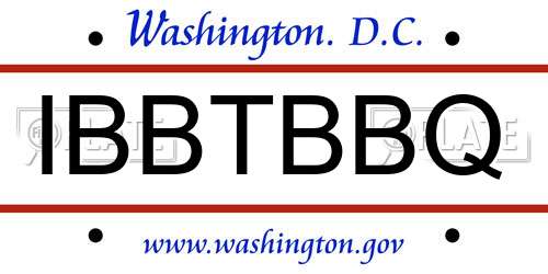 IBBTBBQ District Of Columbia License Plate