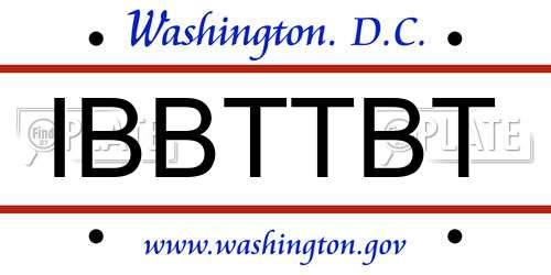 IBBTTBT District Of Columbia License Plate