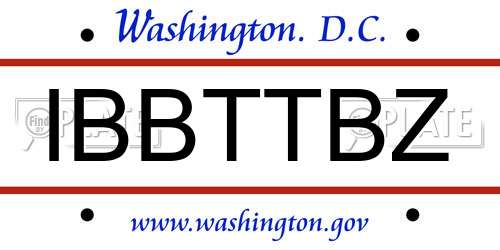 IBBTTBZ District Of Columbia License Plate