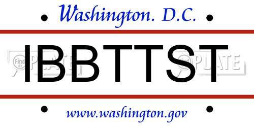 IBBTTST District Of Columbia License Plate