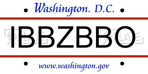 IBBZBBO District Of Columbia License Plate
