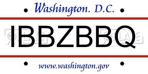 IBBZBBQ District Of Columbia License Plate
