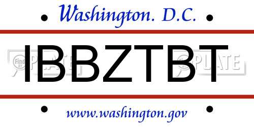 IBBZTBT District Of Columbia License Plate