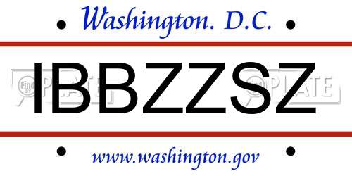 IBBZZSZ District Of Columbia License Plate