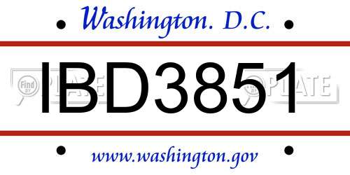 IBD3851 District Of Columbia License Plate