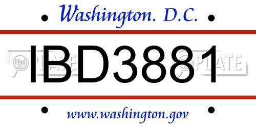 IBD3881 District Of Columbia License Plate
