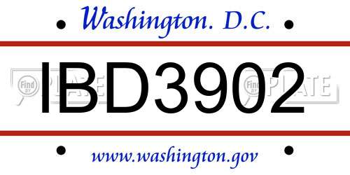 IBD3902 District Of Columbia License Plate