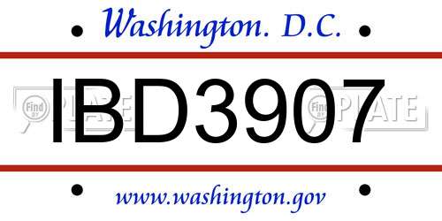 IBD3907 District Of Columbia License Plate