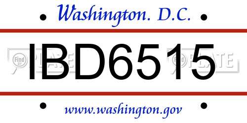IBD6515 District Of Columbia License Plate