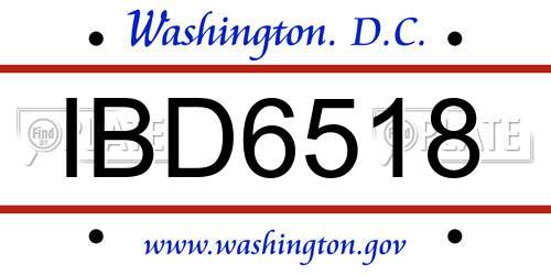 IBD6518 District Of Columbia License Plate