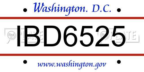 IBD6525 District Of Columbia License Plate