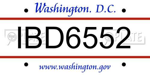 IBD6552 District Of Columbia License Plate