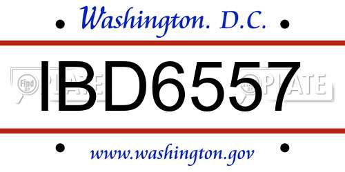IBD6557 District Of Columbia License Plate