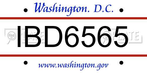IBD6565 District Of Columbia License Plate