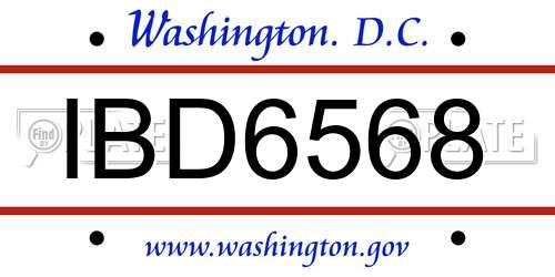 IBD6568 District Of Columbia License Plate