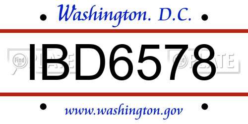IBD6578 District Of Columbia License Plate
