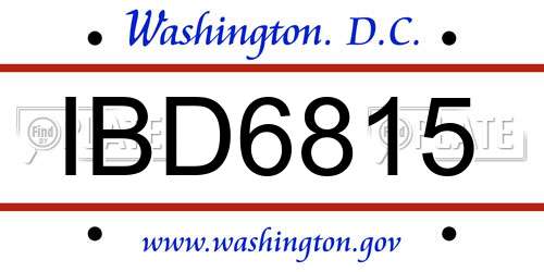 IBD6815 District Of Columbia License Plate