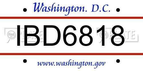 IBD6818 District Of Columbia License Plate