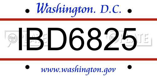 IBD6825 District Of Columbia License Plate