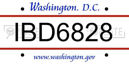 IBD6828 District Of Columbia License Plate