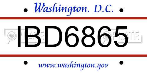 IBD6865 District Of Columbia License Plate