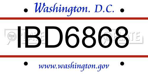 IBD6868 District Of Columbia License Plate