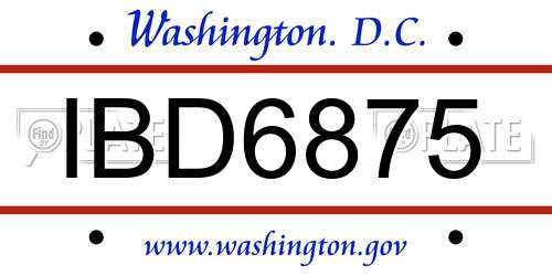 IBD6875 District Of Columbia License Plate