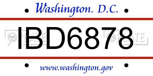 IBD6878 District Of Columbia License Plate