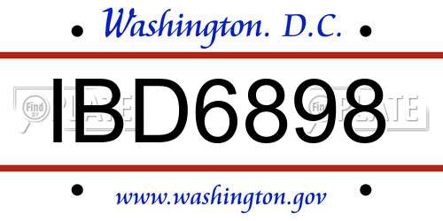 IBD6898 District Of Columbia License Plate