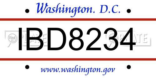 IBD8234 District Of Columbia License Plate