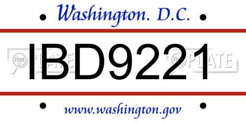 IBD9221 District Of Columbia License Plate