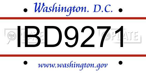 IBD9271 District Of Columbia License Plate