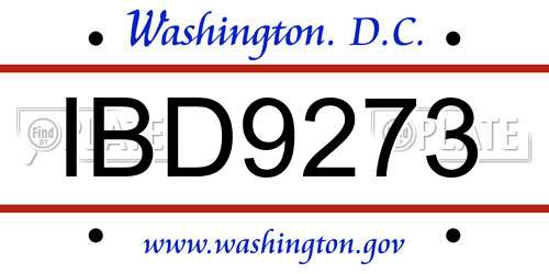 IBD9273 District Of Columbia License Plate