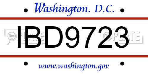 IBD9723 District Of Columbia License Plate