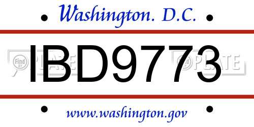 IBD9773 District Of Columbia License Plate