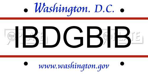 IBDGBIB District Of Columbia License Plate