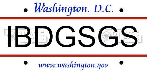 IBDGSGS District Of Columbia License Plate