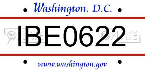 IBE0622 District Of Columbia License Plate