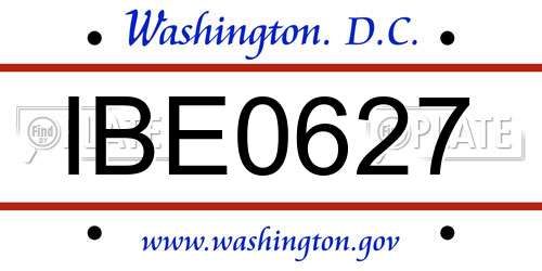 IBE0627 District Of Columbia License Plate